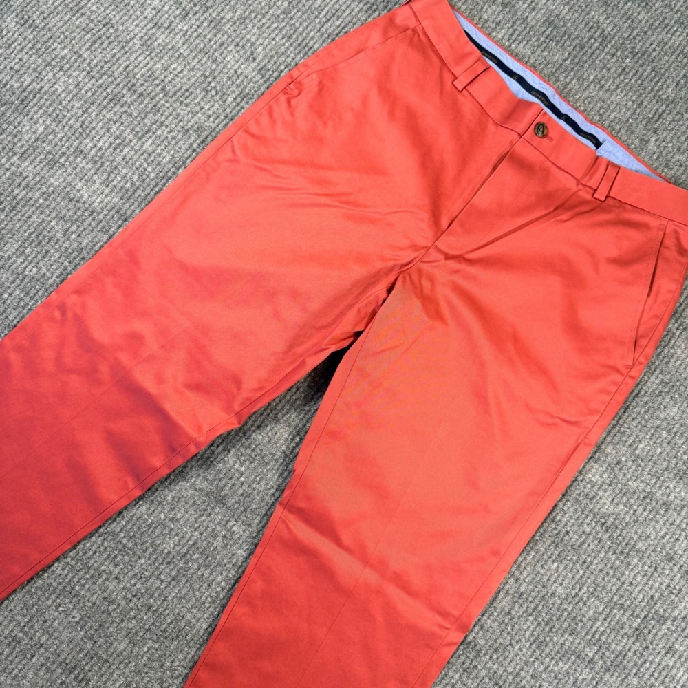 Brooks Brothers Milano Fit Advantage Chino Stretch Pants Coral/Salmon Mens 34x32